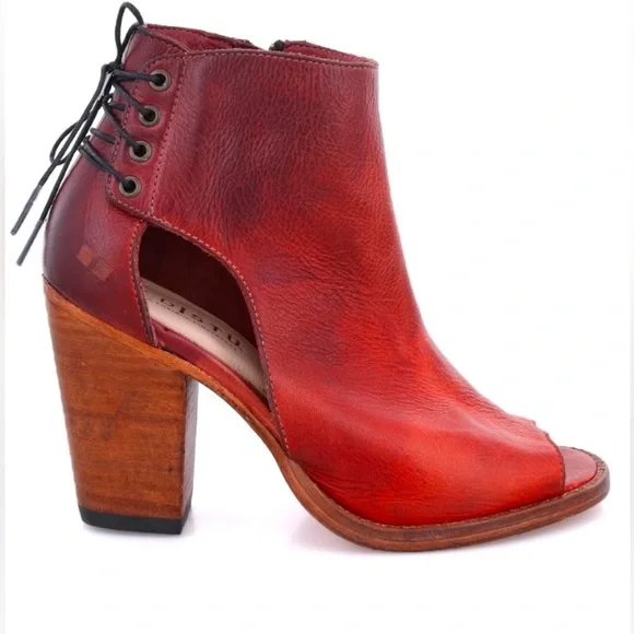 Bed Stu Angelique Peep Toe Heels Bootie Cranberry - Picture 4 of 4